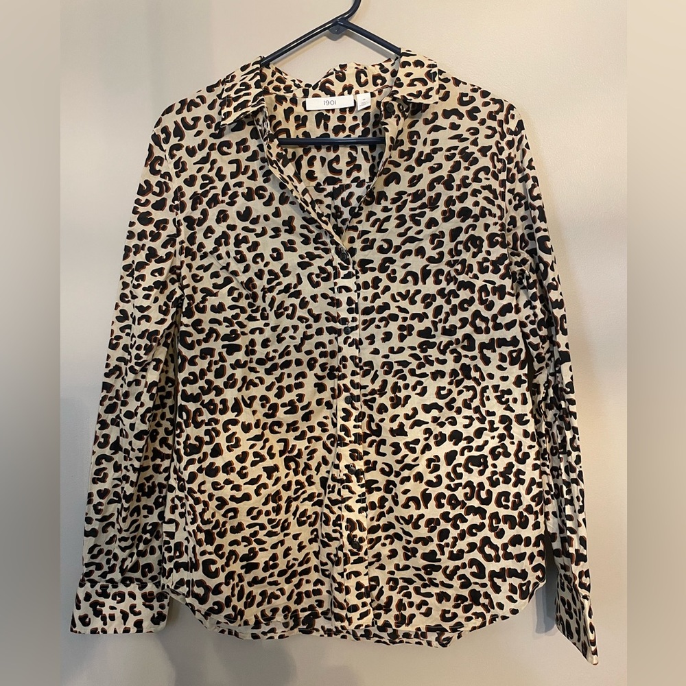 1901 button up blouse leopard print
